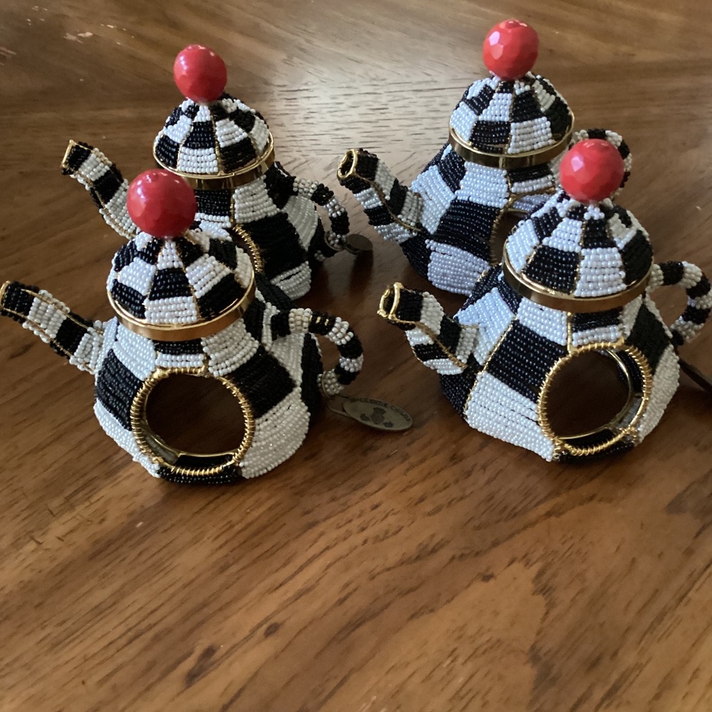 Mackenzie-Childs Tea Kettle Napkin Holder Set of 4